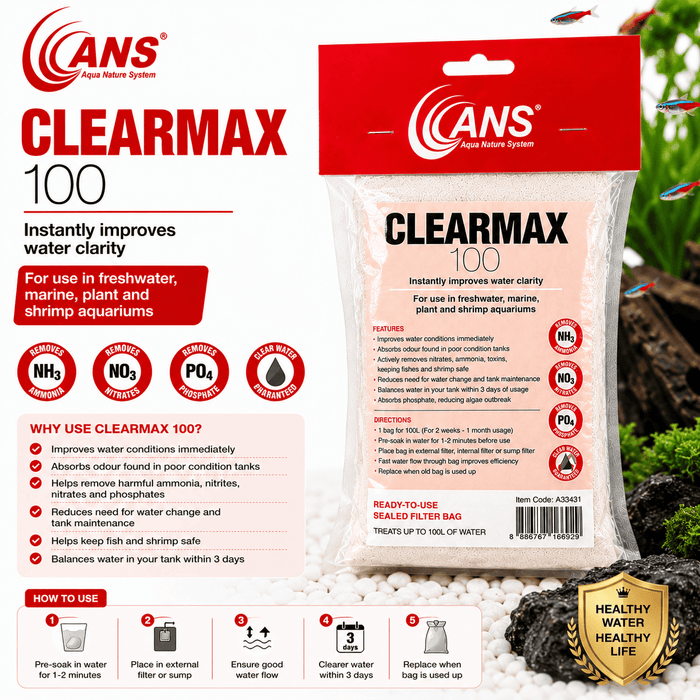 ANS Clearmax Aquarium Water Clarifier 100ml/250ml/500ml