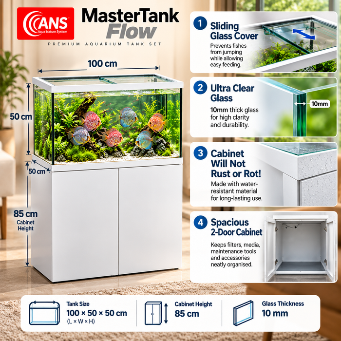 ANS Mastertank Flow 100 Aquarium Tank (BLACK/WHITE)