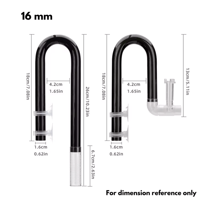 AQUAPRO Plastic Skimmer Outflow & Inflow 12mm/16mm (suckers included)