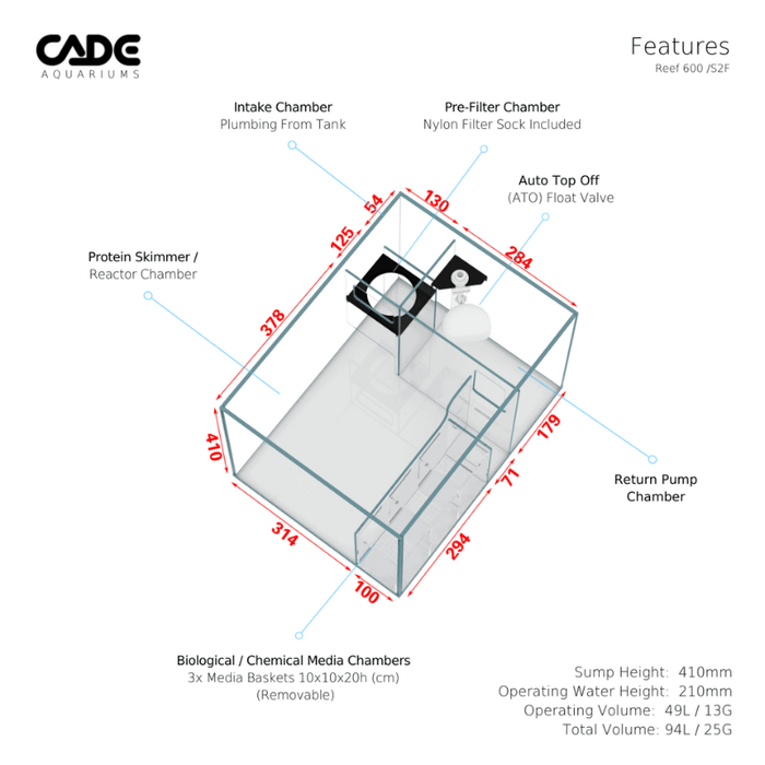 CADE Reef S2 Frag 600 (Black/White) (60x70x35cm)