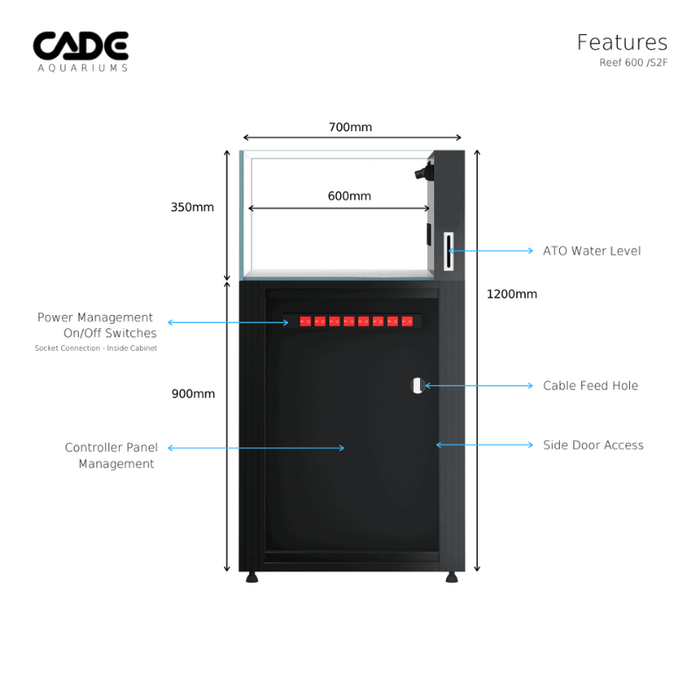 CADE Reef S2 Frag 600 (Black/White) (60x70x35cm)