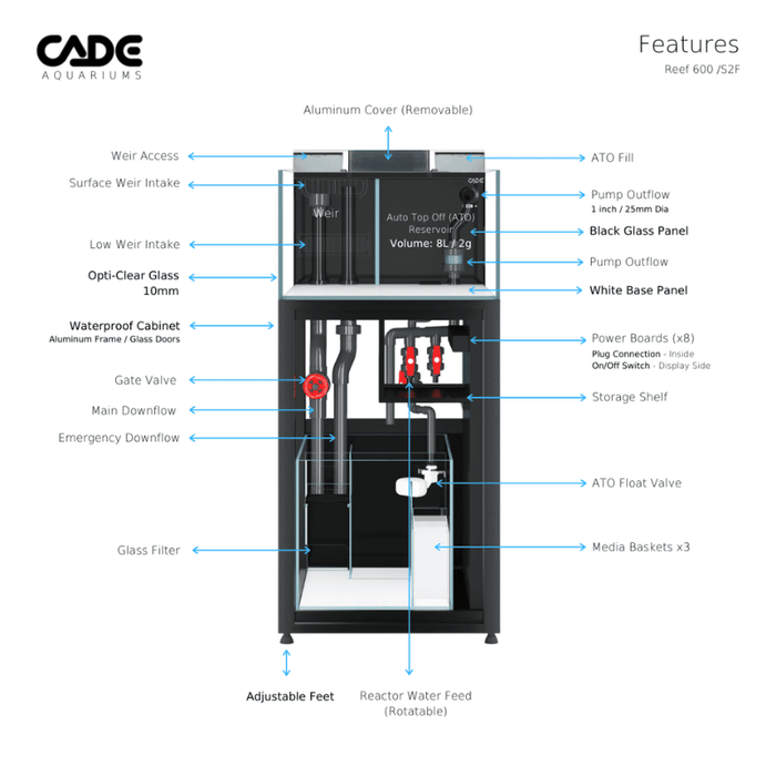 CADE Reef S2 Frag 600 (Black/White) (60x70x35cm)