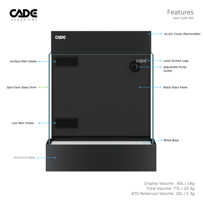 CADE Reef S2/M 450 Mini (Black) (45x45x38.5cm)