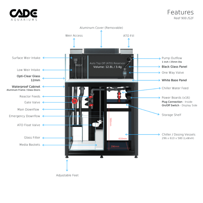 CADE Reef S2 Frag 900 (Black/White) (90x70x35cm)