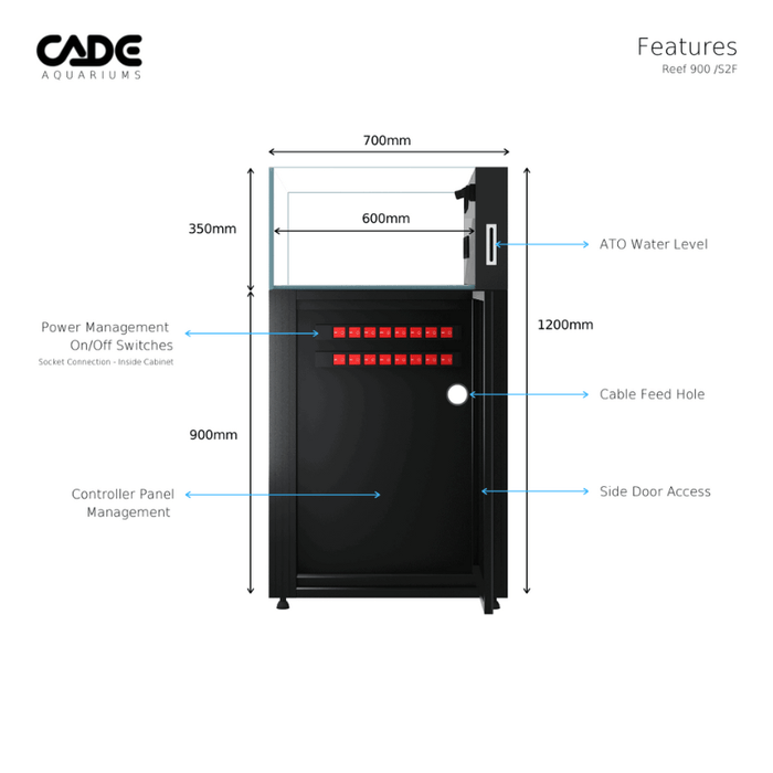 CADE Reef S2 Frag 900 (Black/White) (90x70x35cm)