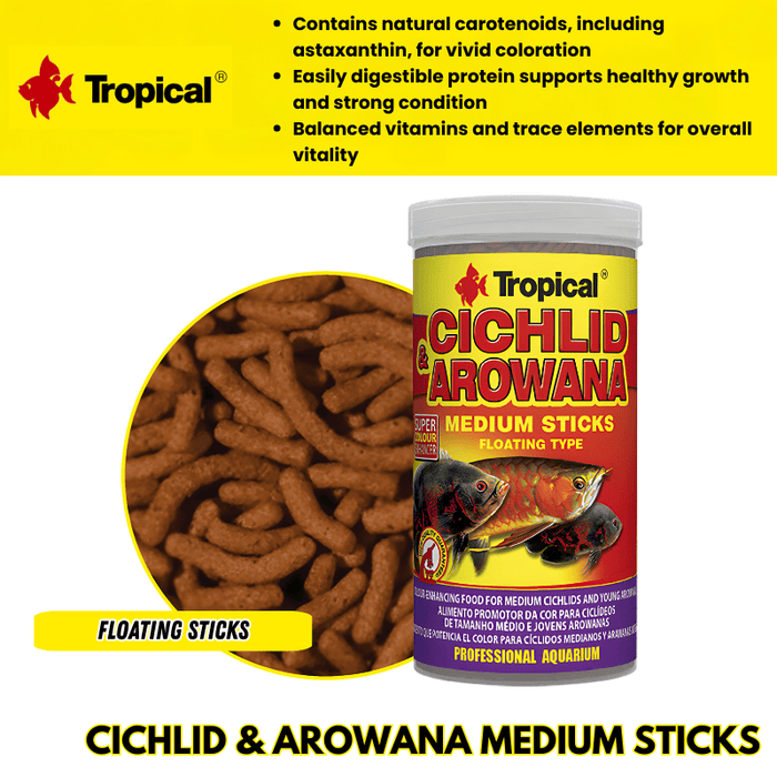 Tropical Cichlid & Arowana Medium Sticks (colour enhancing)