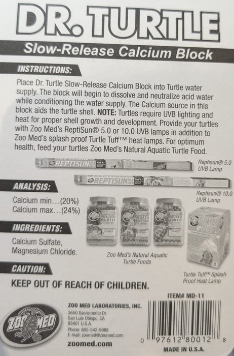 Zoo Med Dr Turtle Slow-Release Calcium Block