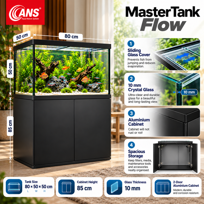 ANS Mastertank Flow 80 Aquarium Tank (BLACK/WHITE)