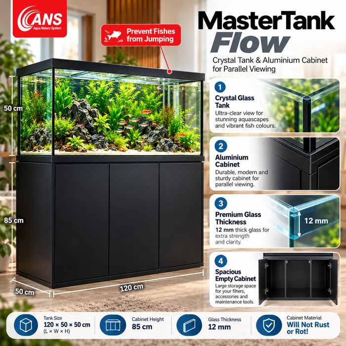 ANS Mastertank Flow 120 Aquarium Tank (BLACK/WHITE)