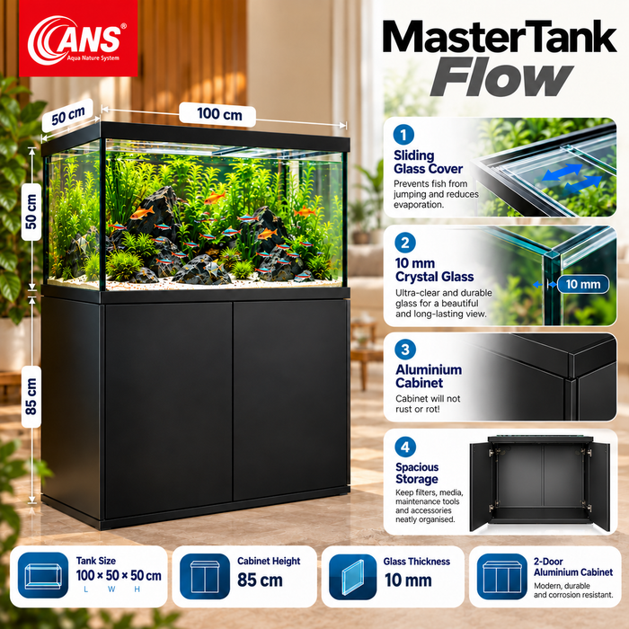ANS Mastertank Flow 100 Aquarium Tank (BLACK/WHITE)