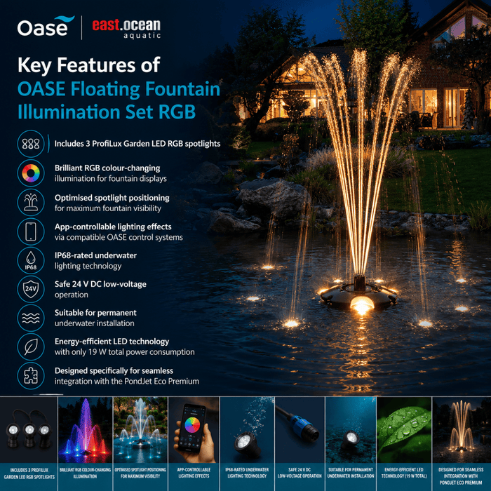 OASE PondJet Eco Premium (with Floating fountain illumination set RGB)