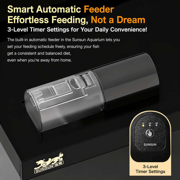 SUNSUN LEA-380/480A Black - Ultra Clear Desktop Aquarium Tank with Built-In Filter & LED Light