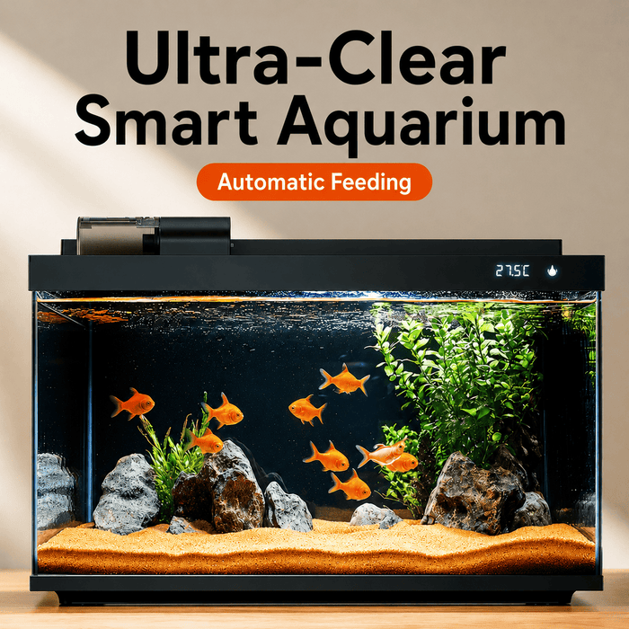 SUNSUN LEA-380/480A White - Ultra Clear Desktop Aquarium Tank with Built-In Filter & LED Light