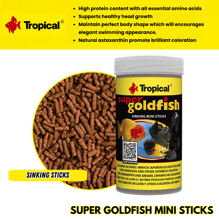 Tropical Super Goldfish Mini Sticks (sinking head growth formula)