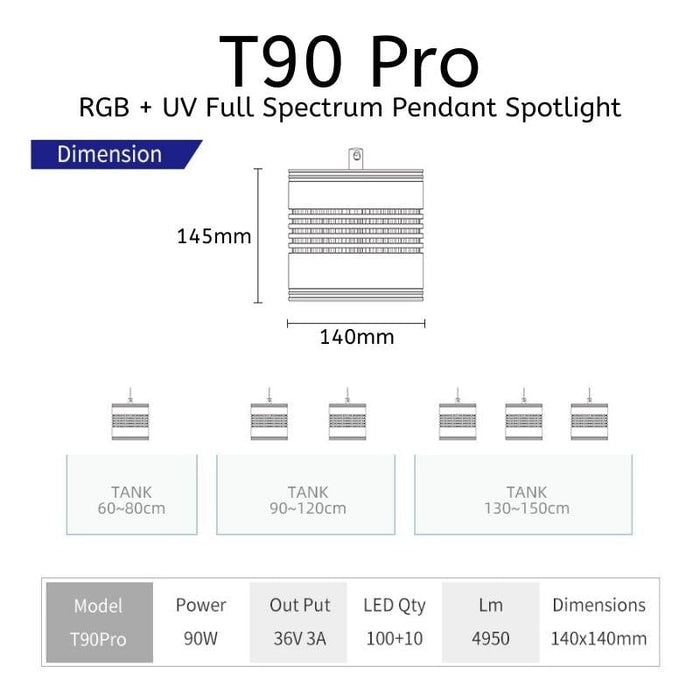Week Aqua T-90 PRO RGB + UV Full Spectrum Pendant Spotlight
