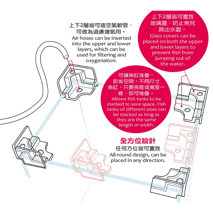 UP AQUA CA-AC-008 Fish tank Bracket (4pcs/pack) — East Ocean Aquatic