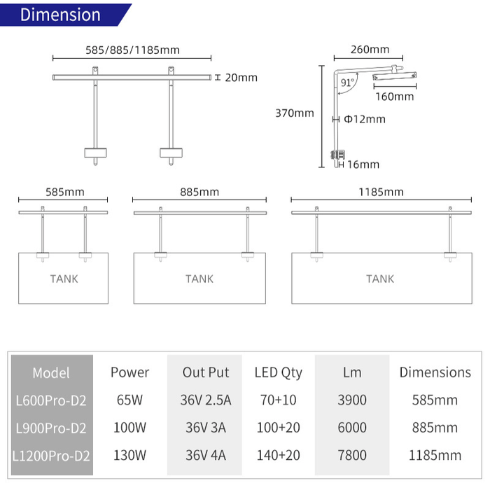 Week Aqua L-series Pro D Light (60 - 120cm) Black