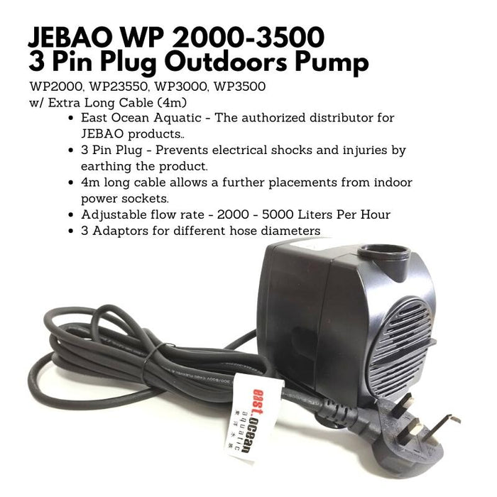 JEBAO Outdoors Water Pump (4m Weather Proof Cable) - 2000-5000(L/Hr)