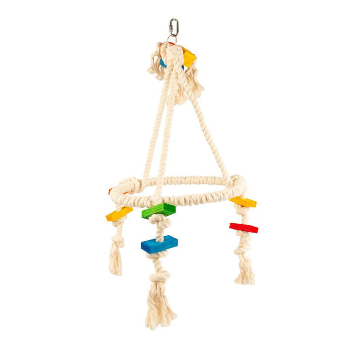 DUVO PLUS Birdtoy Colourful Pyramid with cubes and rope 35x35x73cm