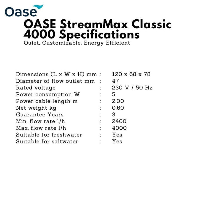 OASE StreamMax Classic 2000/4000/5000 & Magnetic Holder Convertor