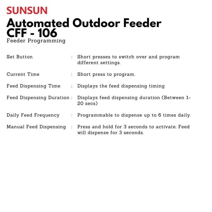 SUNSUN CFF-106 Automated Outdoor Feeder (For Ponds)