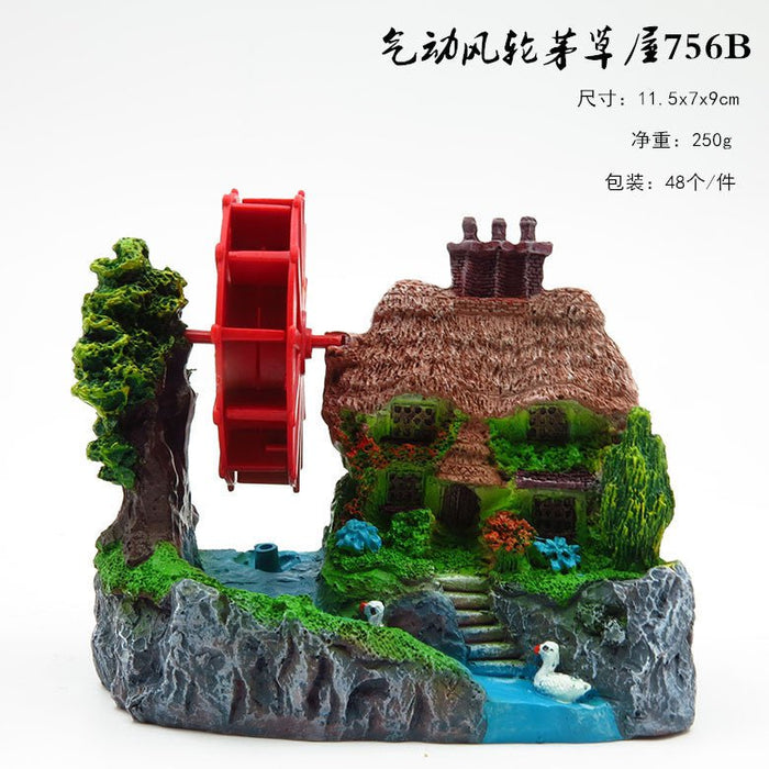 Zhen De Decoration - Water Wheel Bubbler Cottage - 756B