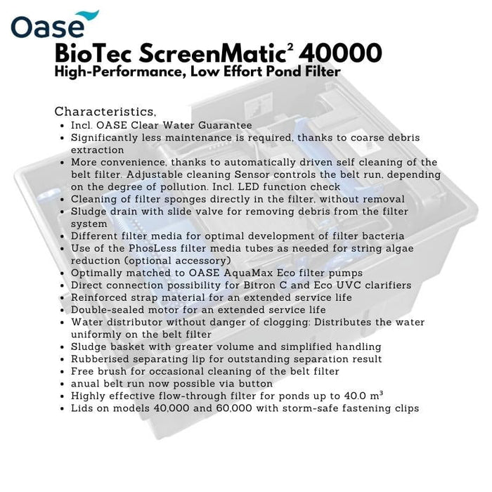 OASE BioTec ScreenMatic² 40000 - High-Performance, Low Effort Pond Filter