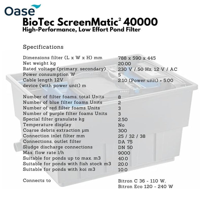 OASE BioTec ScreenMatic² 40000 - High-Performance, Low Effort Pond Filter