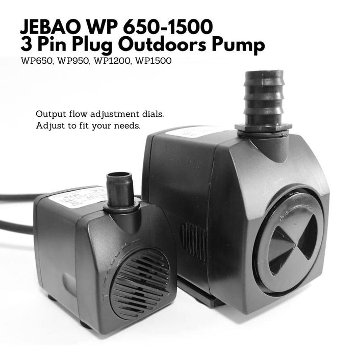 JEBAO 3 Pin Plug Outdoors Pump (2m Weather Proof Cable) - 650-1,500(L/Hr)