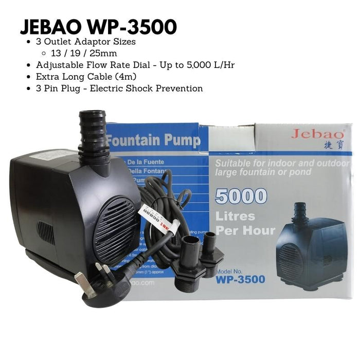 JEBAO Outdoors Water Pump (4m Weather Proof Cable) - 2000-5000(L/Hr)