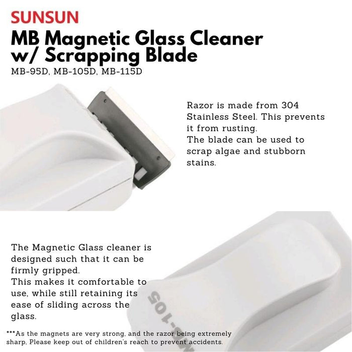 SUNSUN MB Magnetic Cleaner w/ Algae Scrapper Blade
