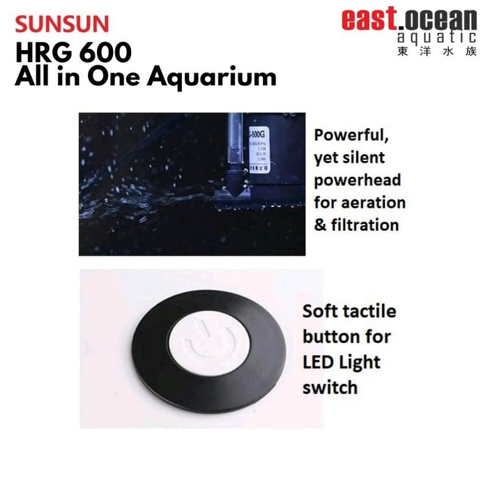 SUNSUN HRG-600 Aquarium (60cm) - Tank Only  (Black / White)