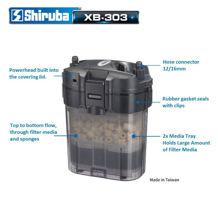 SHIRUBA XB303 External Canister Filter (Compact & Powerful External Filter For Nano Tank)