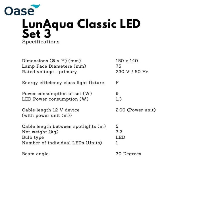 OASE LunAqua Classic LED spotlight (Set 1 / 3) — East Ocean Aquatic