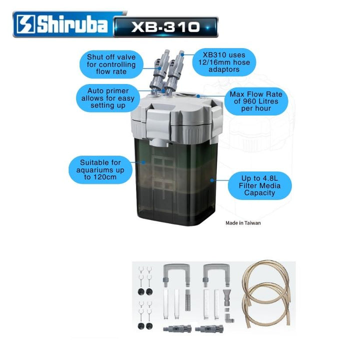 SHIRUBA XB310 External Canister Filter (Up to 3ft)